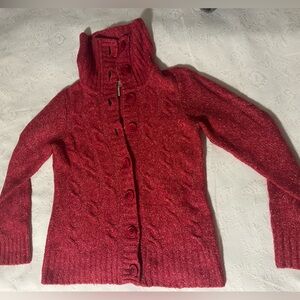 L.L. Bean Women's Raspberry Cowl Neck cardigan
